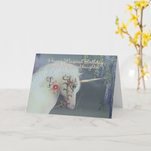 Grootdochter Unicorn Birthday Card Magical Kaart (Gele Bloem)