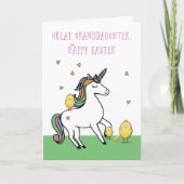 Grootdochter Unicorn Easter Wishes w. Chick Kaart (Voorkant)