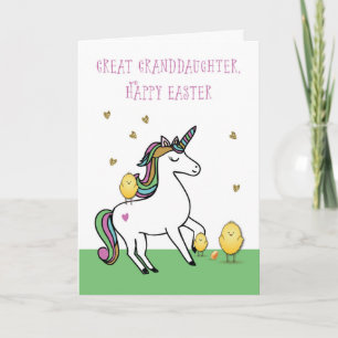 Grootdochter Unicorn Easter Wishes w. Chick Kaart