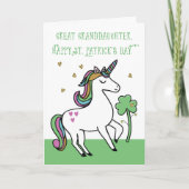Grootdochter Unicorn St. Patrick's Day Wish Kaart (Voorkant)