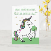 Grootdochter Unicorn St. Patrick's Day Wish Kaart (Gele Bloem)