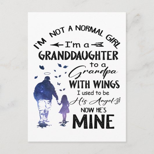 Grootdochter van normaal meisje, opa met Wings Ang Briefkaart (Voorkant)