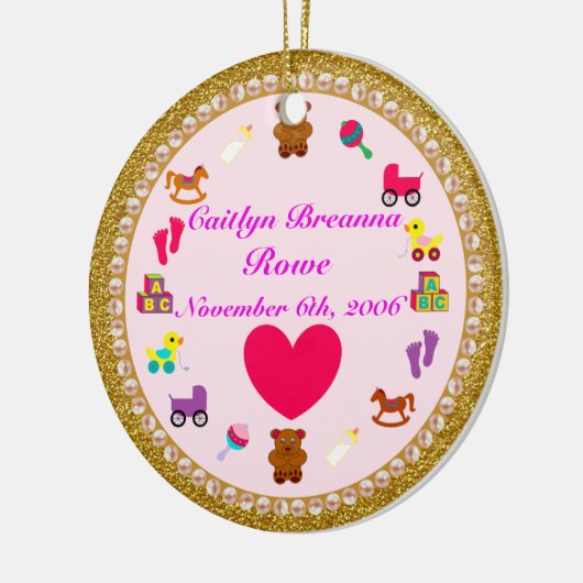 Grootdochters gepersonaliseerde kerstversiering keramisch ornament (Links)