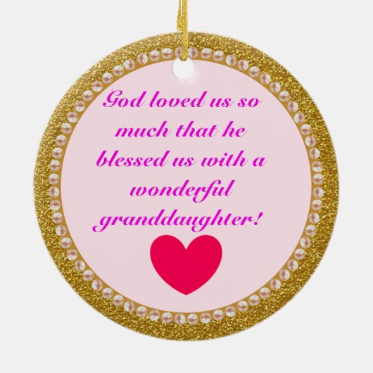 Grootdochters gepersonaliseerde kerstversiering keramisch ornament (Achterkant)