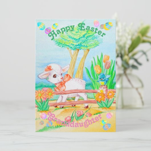 Grootdochters persoonlijke paaskaart. aankondiging (Staand voorkant)