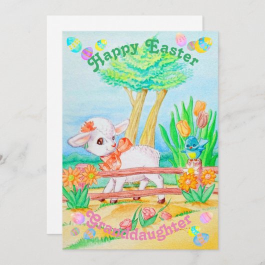 Grootdochters persoonlijke paaskaart. aankondiging (Voorkant / Achterkant)