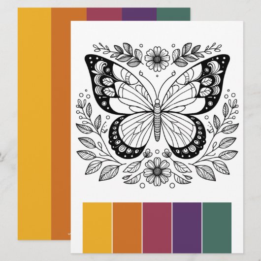 Grootformaat Vlinder Kleurplaten Kaarten Kunstther (Voorkant / Achterkant)