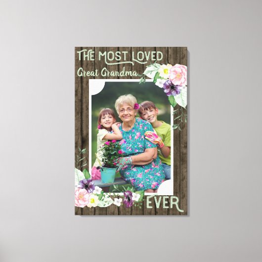 Grootfoto - Rustic Wood en Floral Canvas Afdruk (Voorkant)