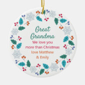 Grootfoto's en Woodland Snowflake Wreath Keramisch Ornament (Voorkant)