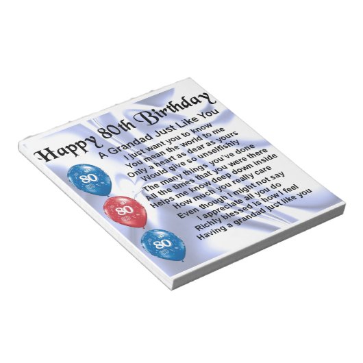 Grootgedicht - 80e geboortedagontwerp notitieblok (Schuin)