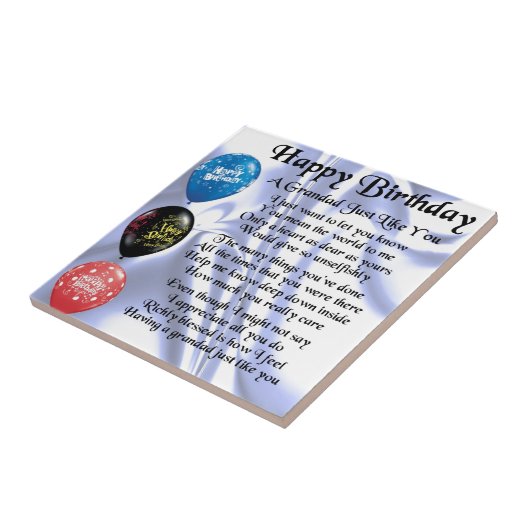 Grootgedicht - Happy Birthday-ontwerp Tegeltje (Zijkant)