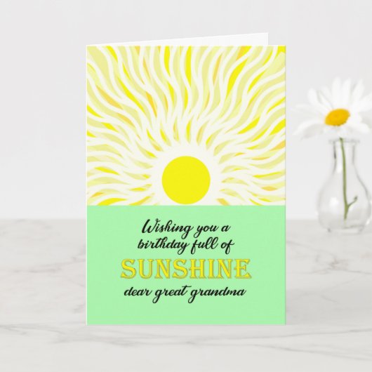 Grootgrootmoeder Birthday Bright Sunshine Kaart (Kleine Plant)