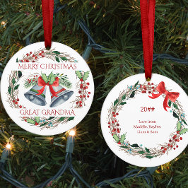 Grootgrootmoeder Holly Bells Rustic Wreate Kerstmi Keramisch Ornament