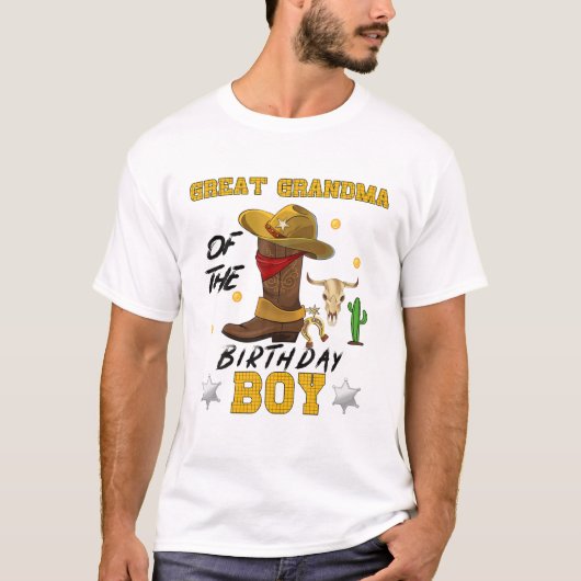 Grootgrootmoeder van het Birthday Boy Theme Cowboy T-shirt (Voorkant)
