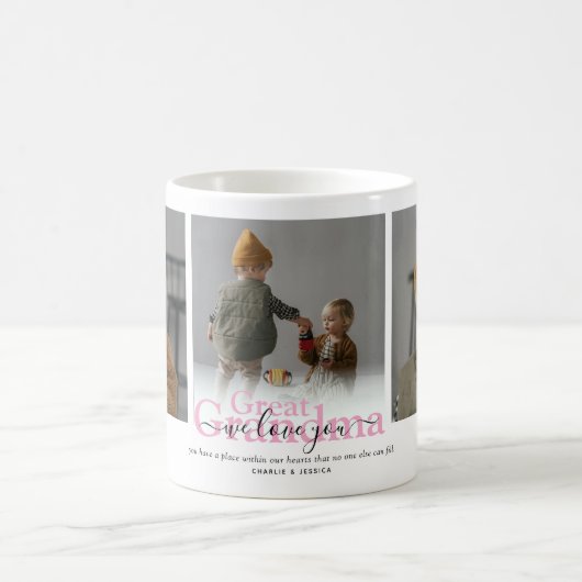 Grootgrootmoeder 'We houden van je' 3 Foto Collage Koffiemok (Center)