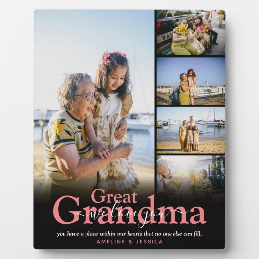 Grootgrootmoeder 'We houden van je' 5 Foto Collage Fotoplaat (Voorkant)