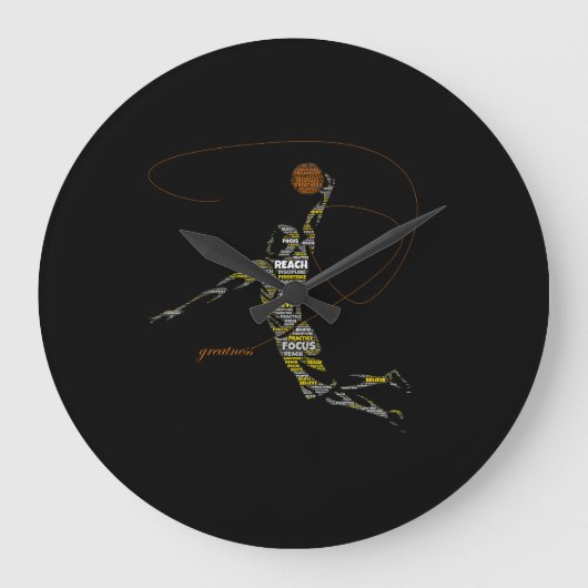 Grootheid Basketbal Typografie Grote Klok (Voorkant)