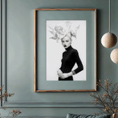 Grootheid in bloei: sculpturale monochrome Mode Poster