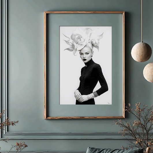 Grootheid in bloei: sculpturale monochrome Mode Poster