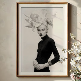 Grootheid in bloei: sculpturale monochrome Mode Poster