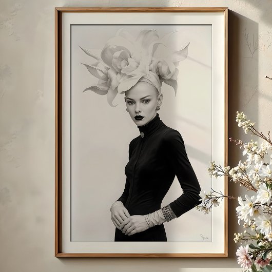Grootheid in bloei: sculpturale monochrome Mode Poster