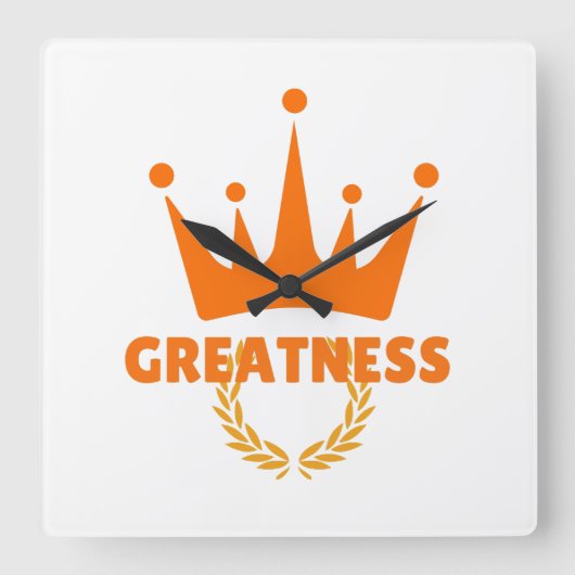 Grootheid | Inspirerende Kroon Succes Vierkante Klok (Voorkant)