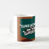 Grootheid Zit In De Groove Koffiemok (Voorkant links)