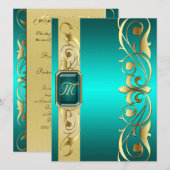 Groothertog Blauwgroen Jewel Gold Scroll Blauwgroe Kaart (Voorkant / Achterkant)