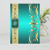 Groothertog Blauwgroen Jewel Gold Scroll Blauwgroe Kaart (Staand voorkant)