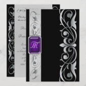 Groothertog Paarse juwel Silver & Black Uitnodigin Kaart (Voorkant / Achterkant)