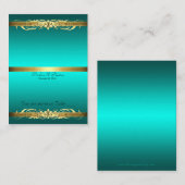 Groothertogin Blauwgroen & Gouden Scroll Tafel Pla Plaatskaartje (Voorkant / Achterkant)