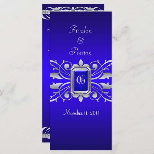 Groothertogin Blue Scroll Blauwgroen huwelijksprog Programmakaart (Voorkant / Achterkant)