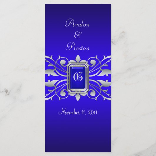 Groothertogin Blue Scroll Blauwgroen huwelijksprog Programmakaart (Voorkant)