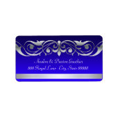 Groothertogin Blue Silver Scroll Adresetiketten Etiket (Voorkant)