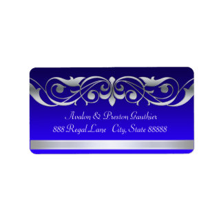 Groothertogin Blue Silver Scroll Adresetiketten Etiket