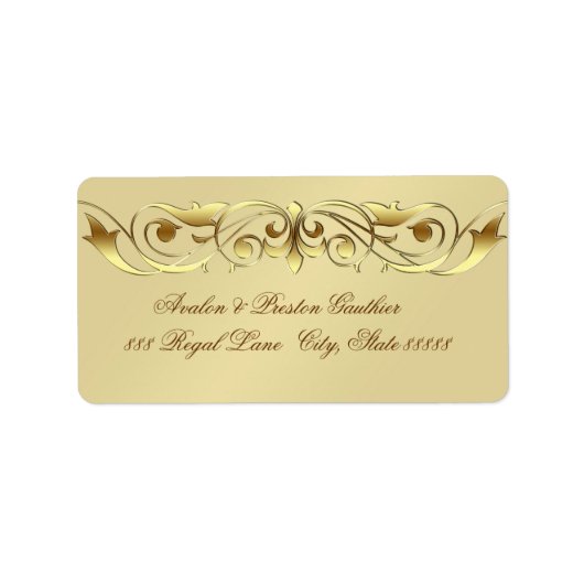 Groothertogin Faux Gold Scroll Adresetiketten Etiket (Voorkant)