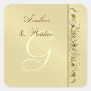 Groothertogin Faux Gold Scroll Monogram Sticker