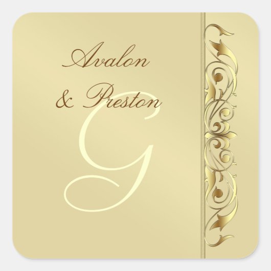 Groothertogin Faux Gold Scroll Monogram Sticker (Voorkant)