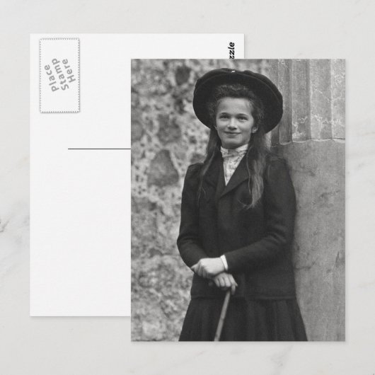 Groothertogin Olga Romanov Rusland met wandelstok Briefkaart (Voorkant / Achterkant)