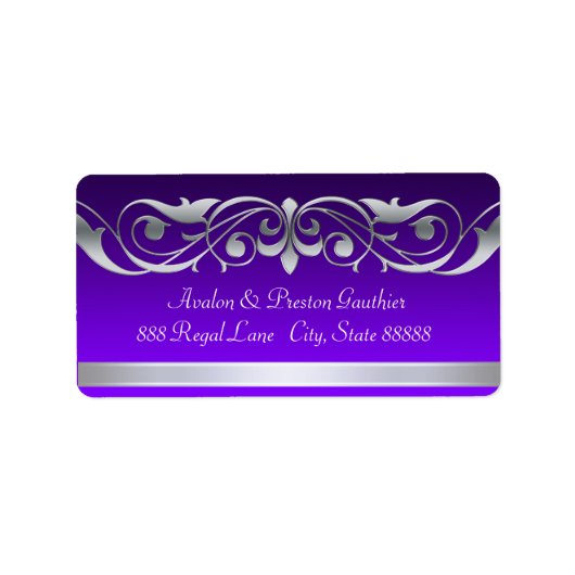 Groothertogin Paarse Silver Scroll Adresetiketten Etiket (Voorkant)