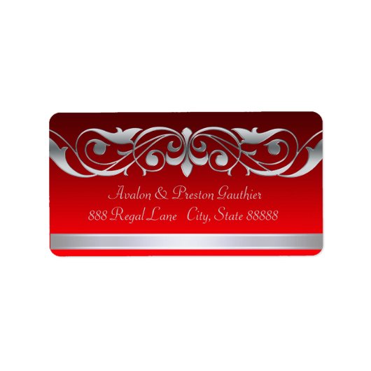 Groothertogin Red Silver Scroll Adresetiketten Etiket (Voorkant)