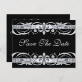 Groothertogin Silver Black Save the Date Briefkaar Aankondigingskaart (Voorkant / Achterkant)