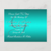 Groothertogin Silver & Blauwgroen Save the Date Br Aankondigingskaart (Achterkant)