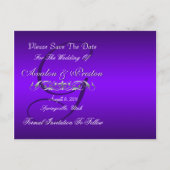 Groothertogin Silver Paarse Save the Date Briefkaa Aankondigingskaart (Achterkant)