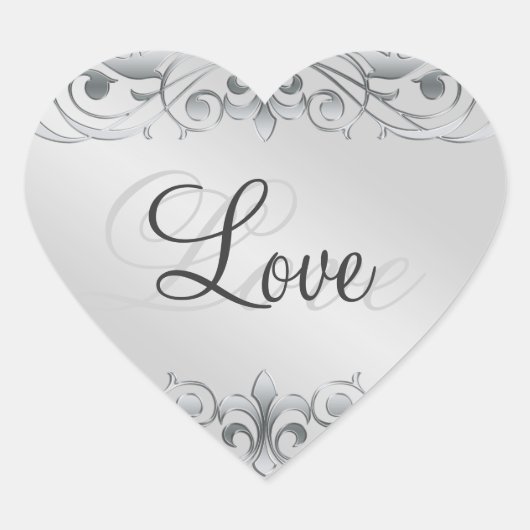 Groothertogin Silver Scroll Hart Liefde Sticker (Voorkant)