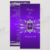 Groothertogin Silver Scroll Paarse bruiloft progra Programmakaart (Voorkant / Achterkant)
