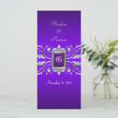 Groothertogin Silver Scroll Paarse bruiloft progra Programmakaart (Staand voorkant)