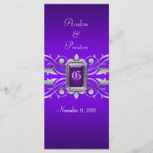 Groothertogin Silver Scroll Paarse bruiloft progra Programmakaart (Voorkant)