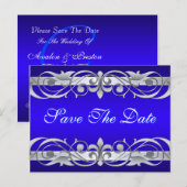 Groothertogin Zilver & Blauw Save The Date Briefka Aankondigingskaart (Voorkant / Achterkant)