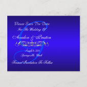 Groothertogin Zilver & Blauw Save The Date Briefka Aankondigingskaart (Achterkant)